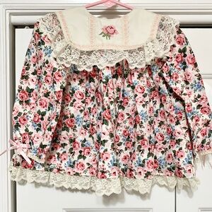 Vintage Rose Collared Frilly Girly Dress - Baby - 24 months